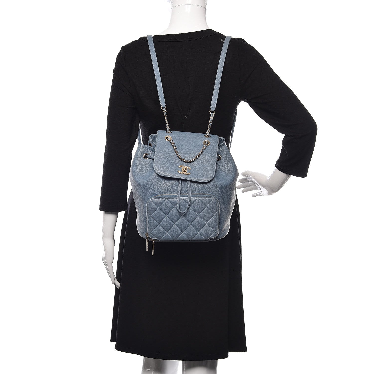 Chanel Caviar Quilted Business Affinity Backpack Light Blue 2 of 9