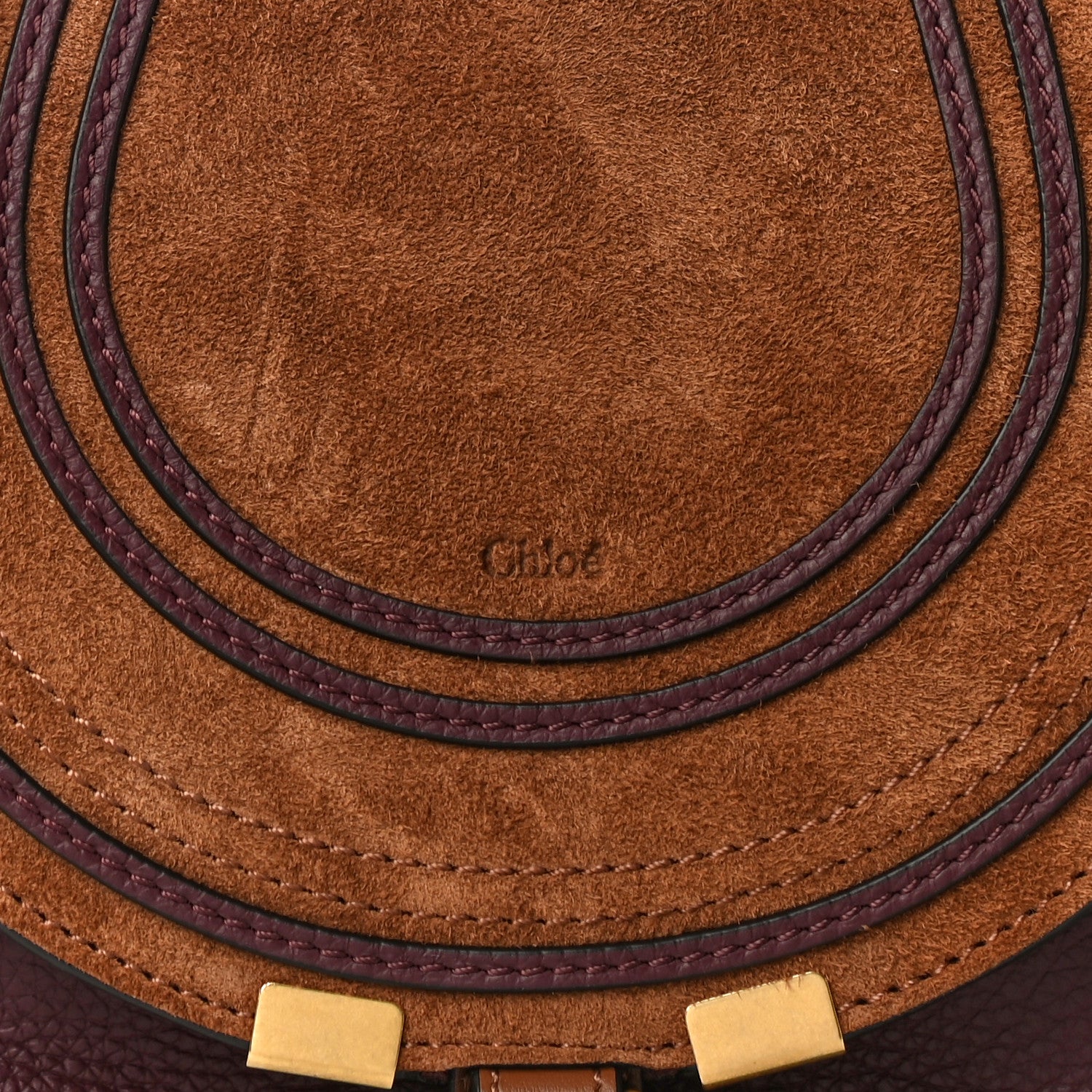 Chloe Suede Calfskin Mini Marcie Round Crossbody Bag Tan 7 of 9