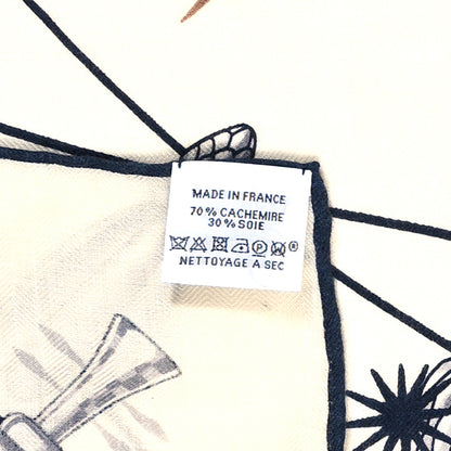 Hermes Cashmere Silk Chorus Stellarum Shawl 140 Blanc Marine Beige Rose 3 of 4