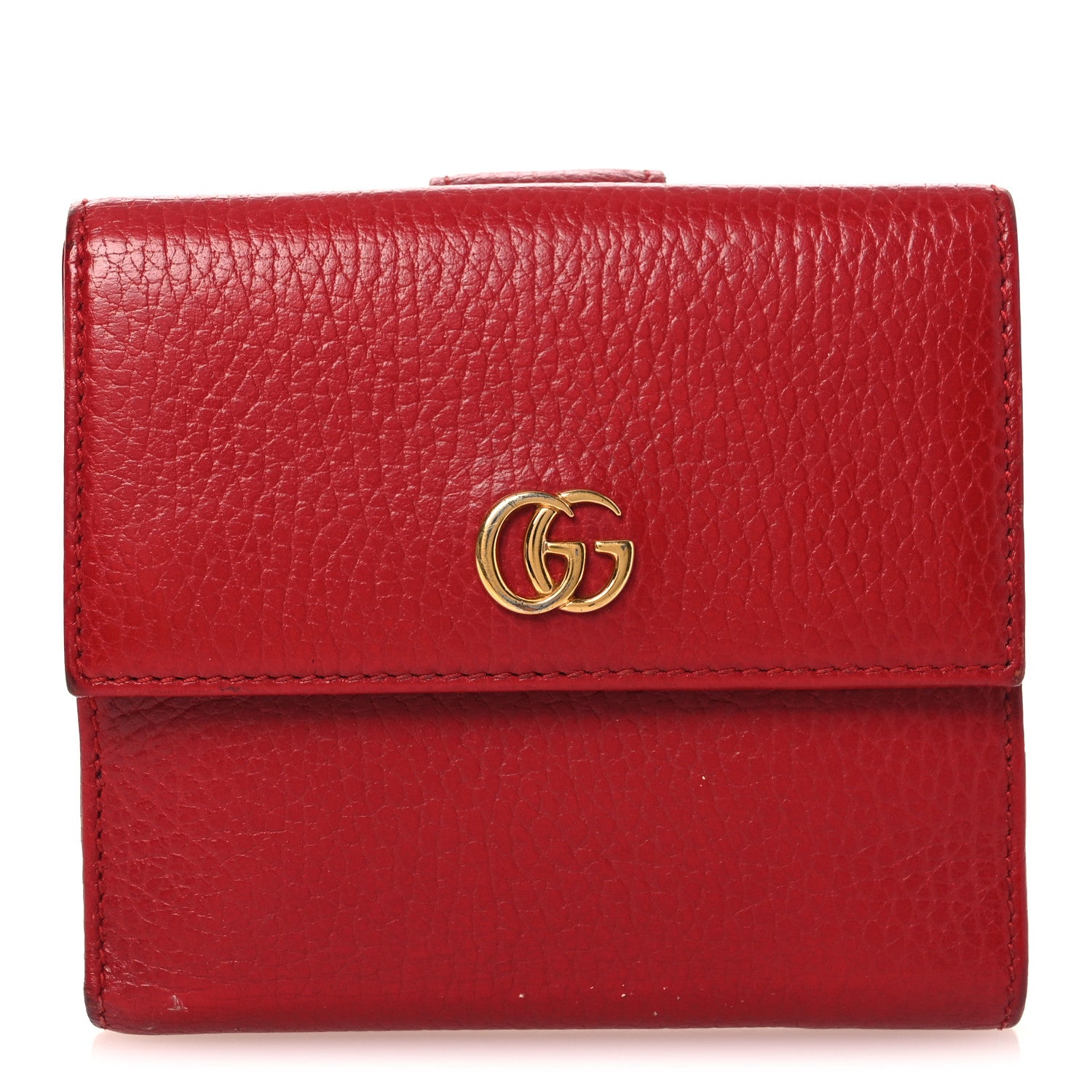 Gucci Dollar Calfskin Double G French Flap Wallet Hibiscus Red 1 of 12