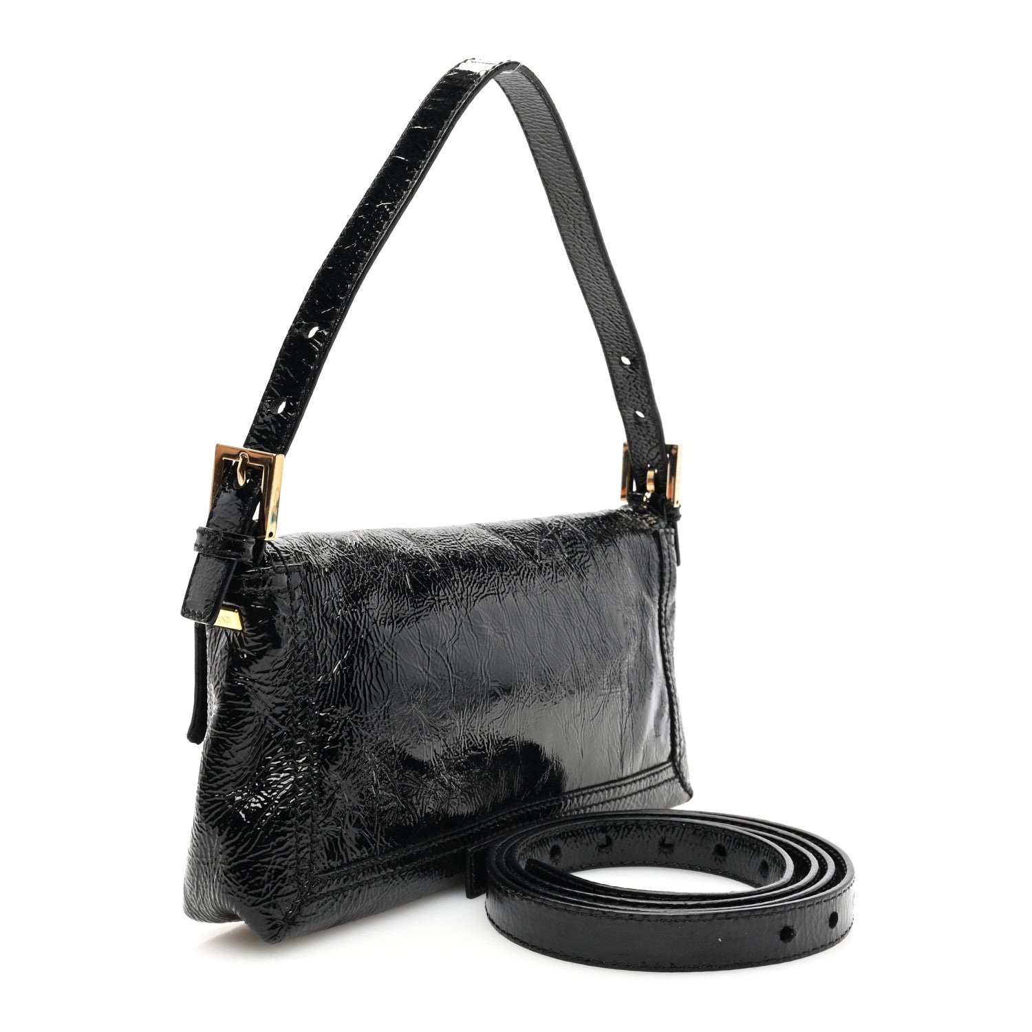 Fendi Vitello Naplak Medium Convertible Baguette Black 3 of 9