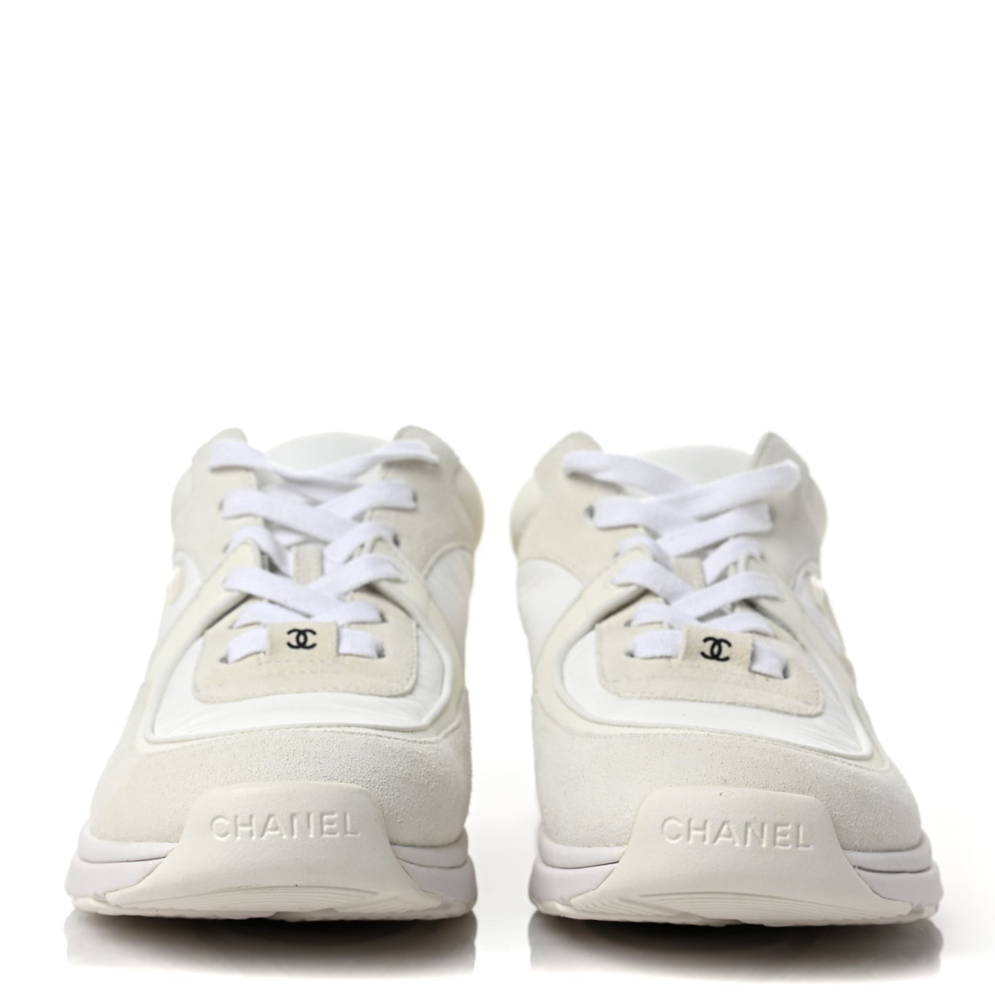 Suede Calfskin Fabric CC Sneakers 39 White