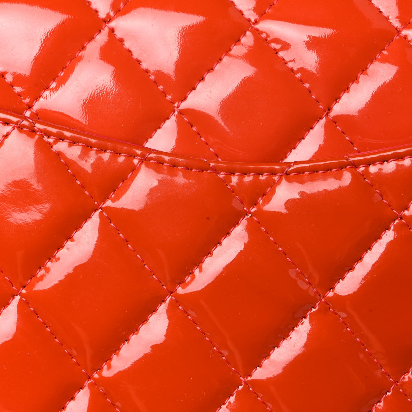 Patent Quilted Medium Double Flap Orange