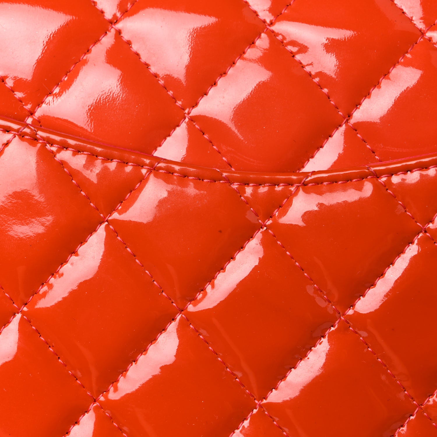Chanel Patent Quilted Medium Double Flap Orange 13 of 13