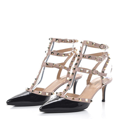 Valentino Garavani Patent Nappa Rockstud Ankle Strap 65mm Pumps 39 Black Poudre 3 of 10