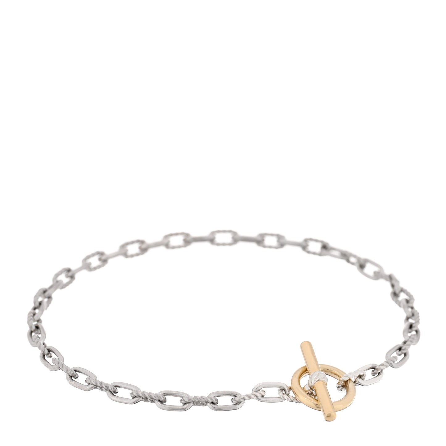 Sterling Silver 18K Yellow Gold 3mm DY Madison Toggle Chain Bracelet