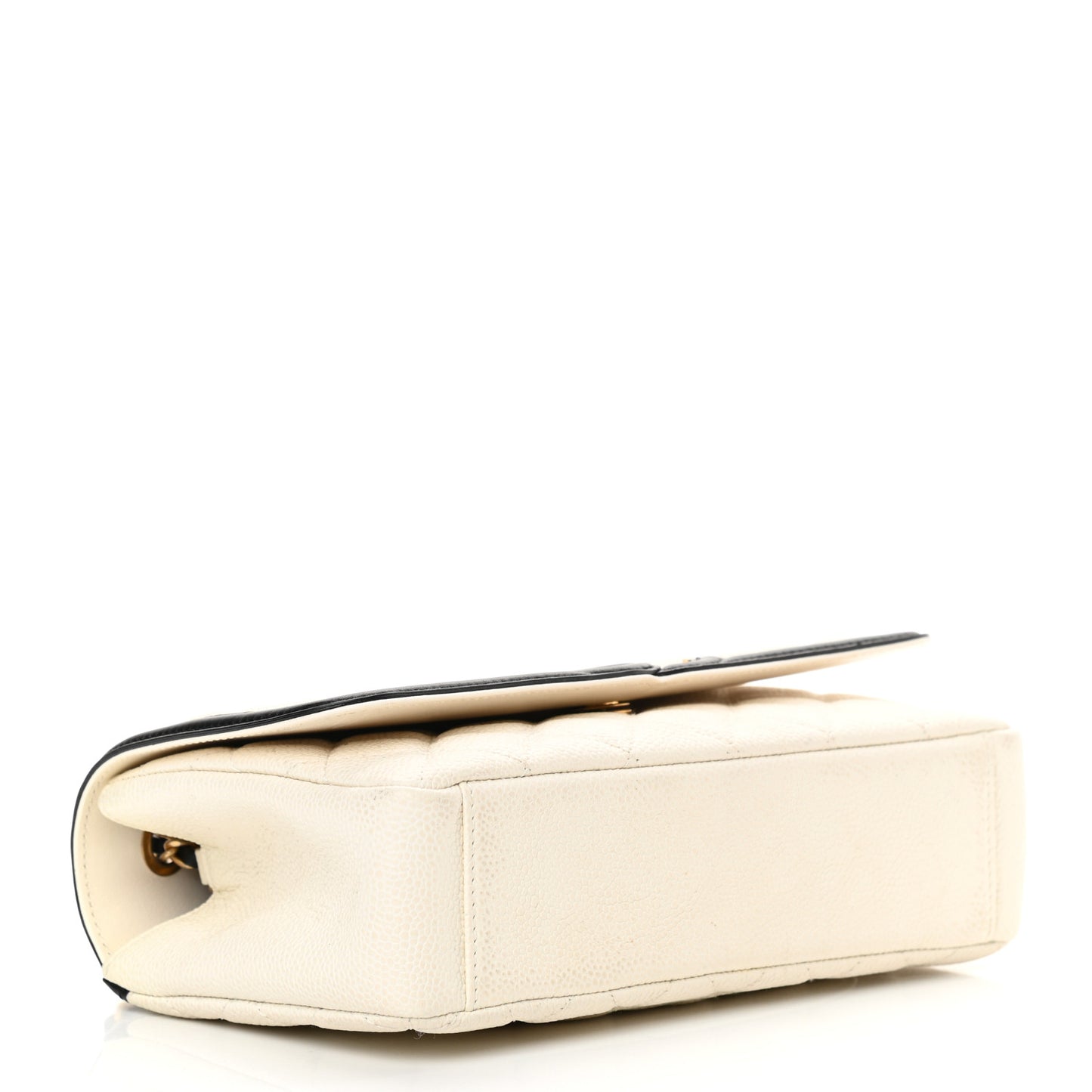 Caviar Quilted Small CC Filigree Flap White Black