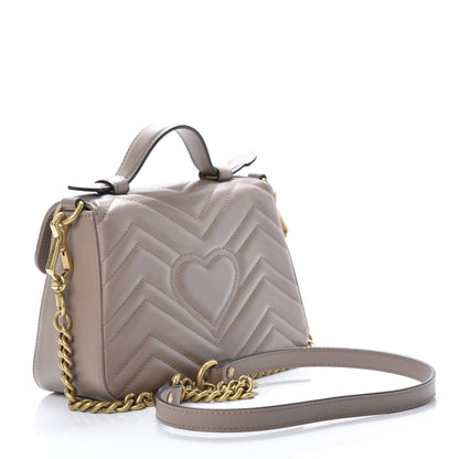 Gucci Calfskin Matelasse Mini GG Marmont Top Handle Shoulder Bag Porcelain Rose 3 of 11