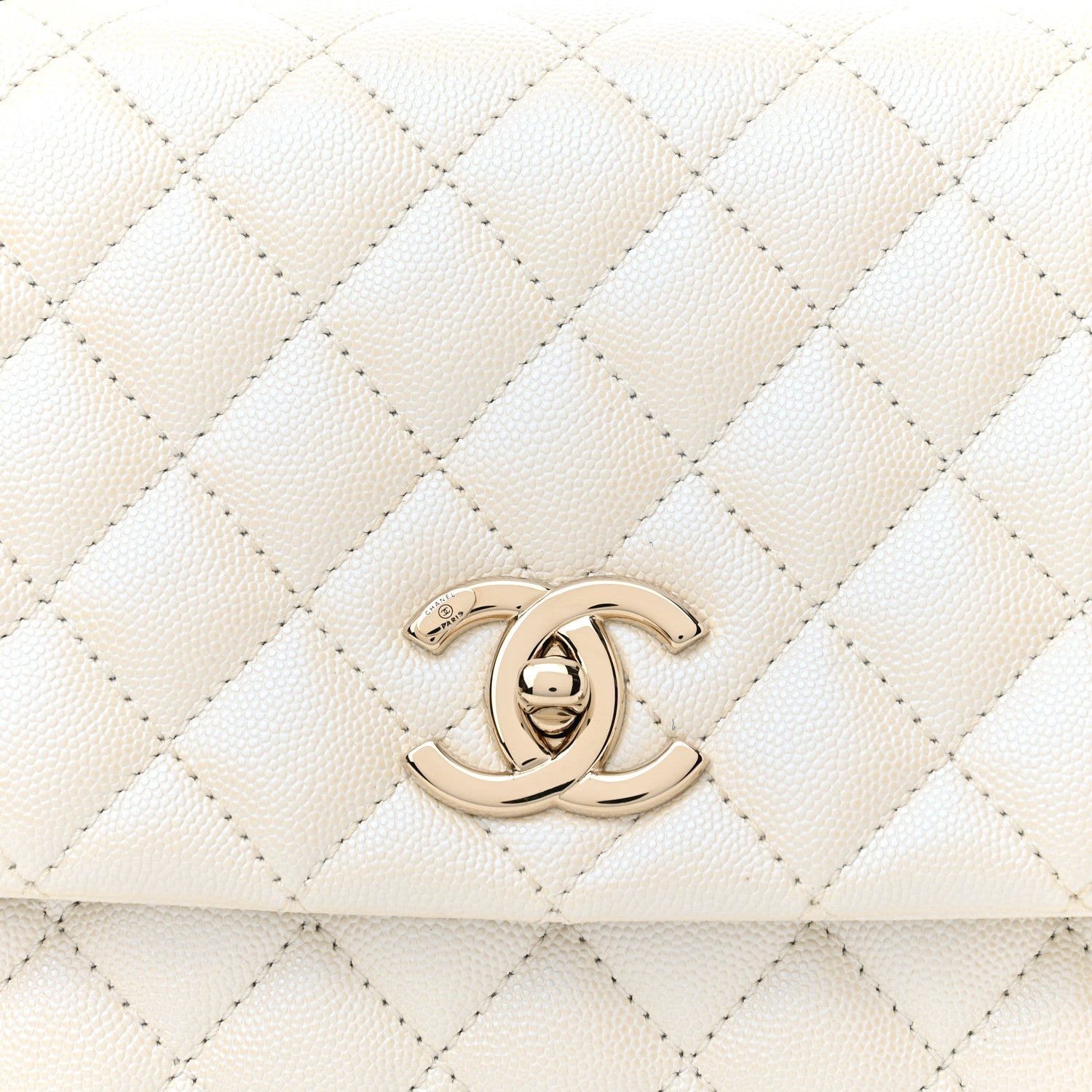 Chanel Iridescent Caviar Quilted Small Coco Handle Flap White 8 of 11
