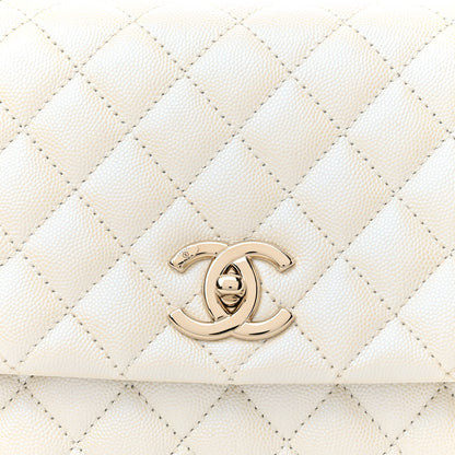 Chanel Iridescent Caviar Quilted Small Coco Handle Flap White 8 of 11