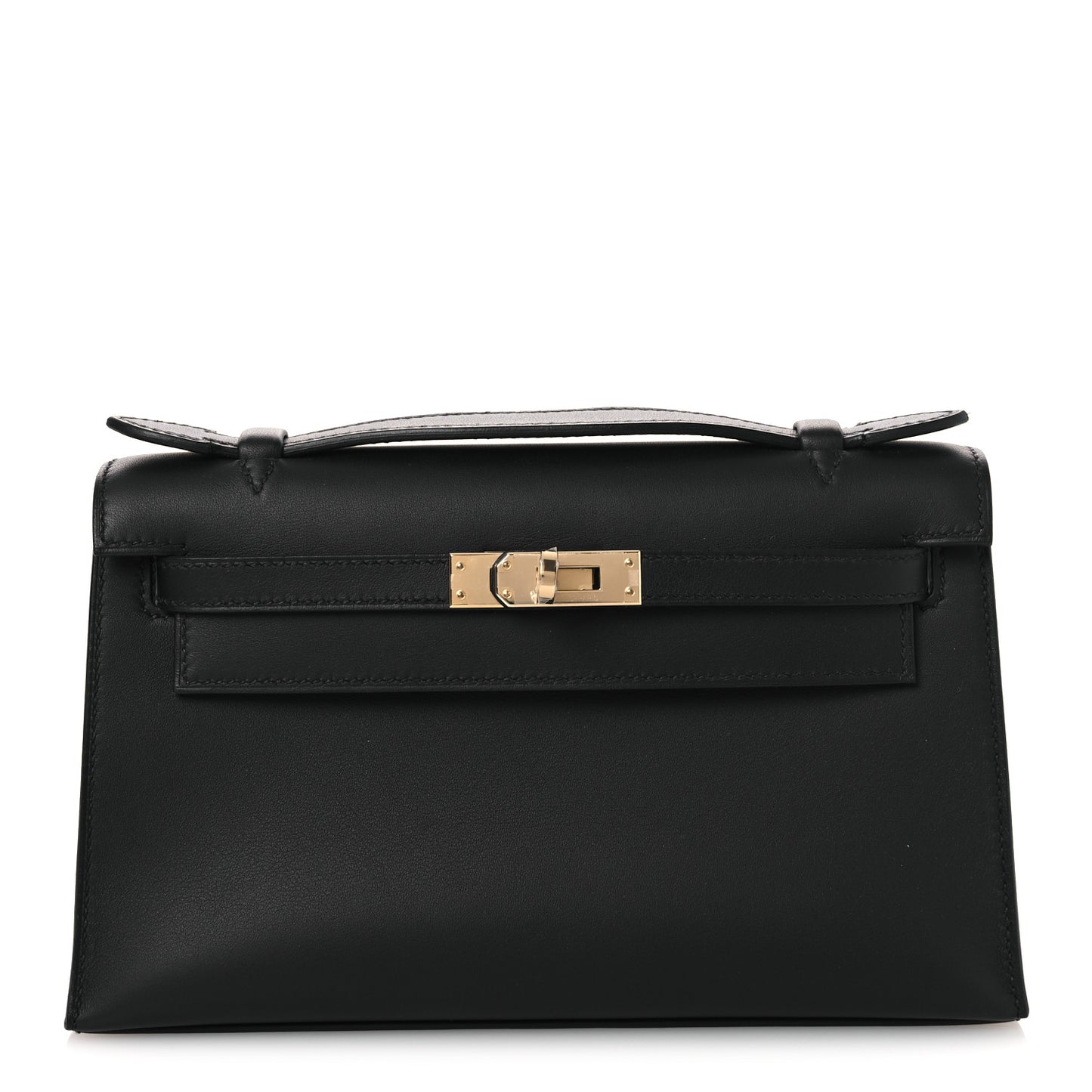 Swift Horseshoe Kelly Pochette Clutch Black Lime
