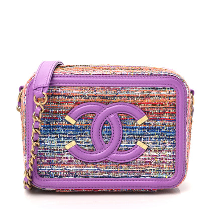 Chanel Tweed Lambskin CC Filigree Vanity Clutch With Chain Purple Multicolor 1 of 9