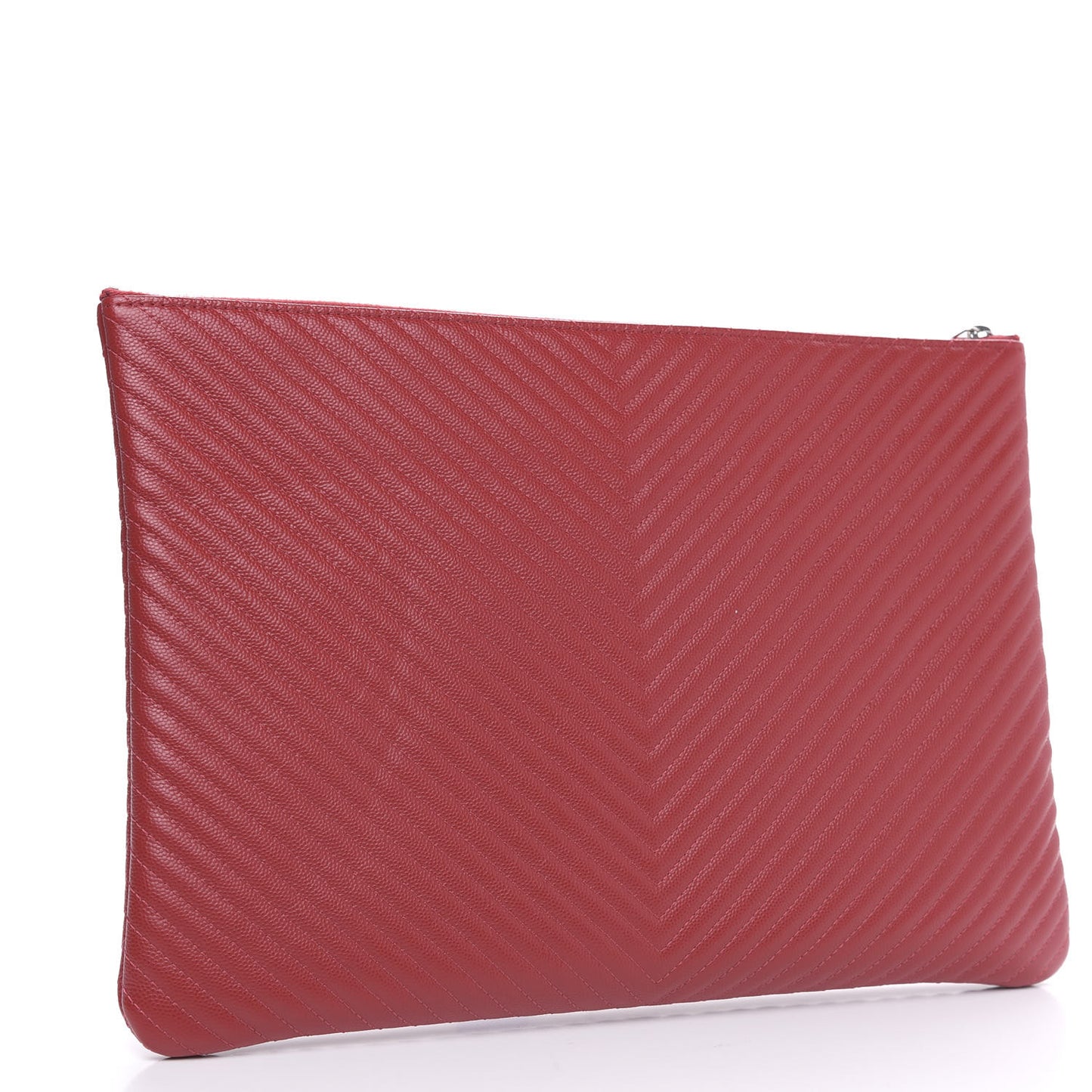 Caviar Chevron Quilted Large Cosmetic Case Dark Red