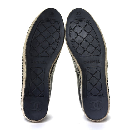Chanel Lambskin CC Espadrilles 38 Black Beige 11 of 12