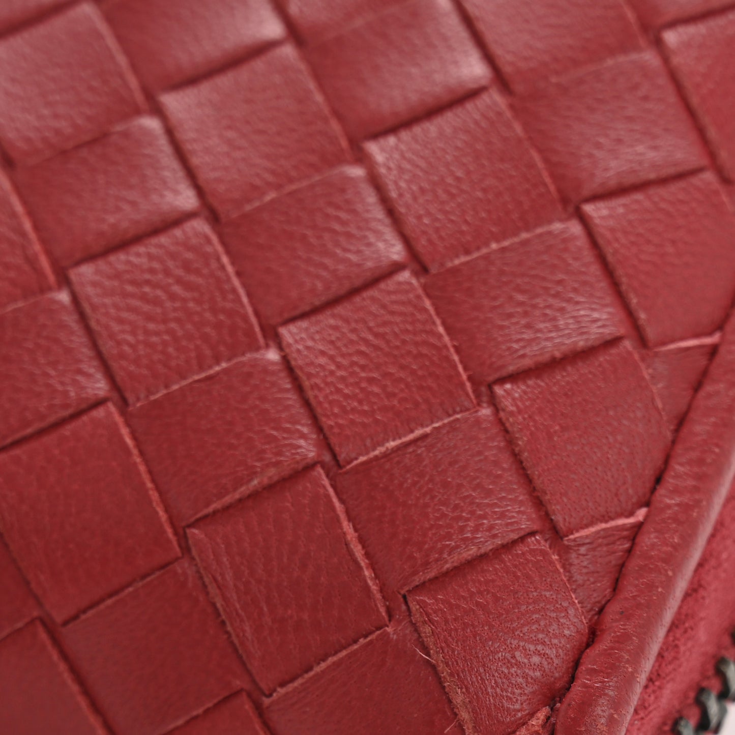 Nappa Intrecciato Zip Around Coin Purse Red