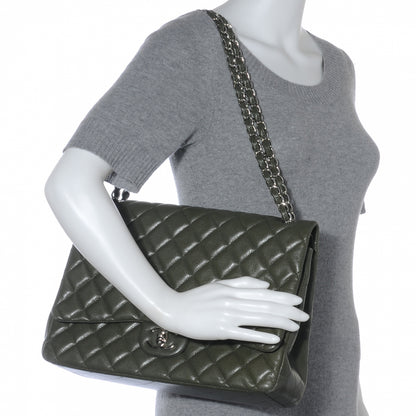 Chanel Caviar Maxi Double Flap Dark Green 2 of 8