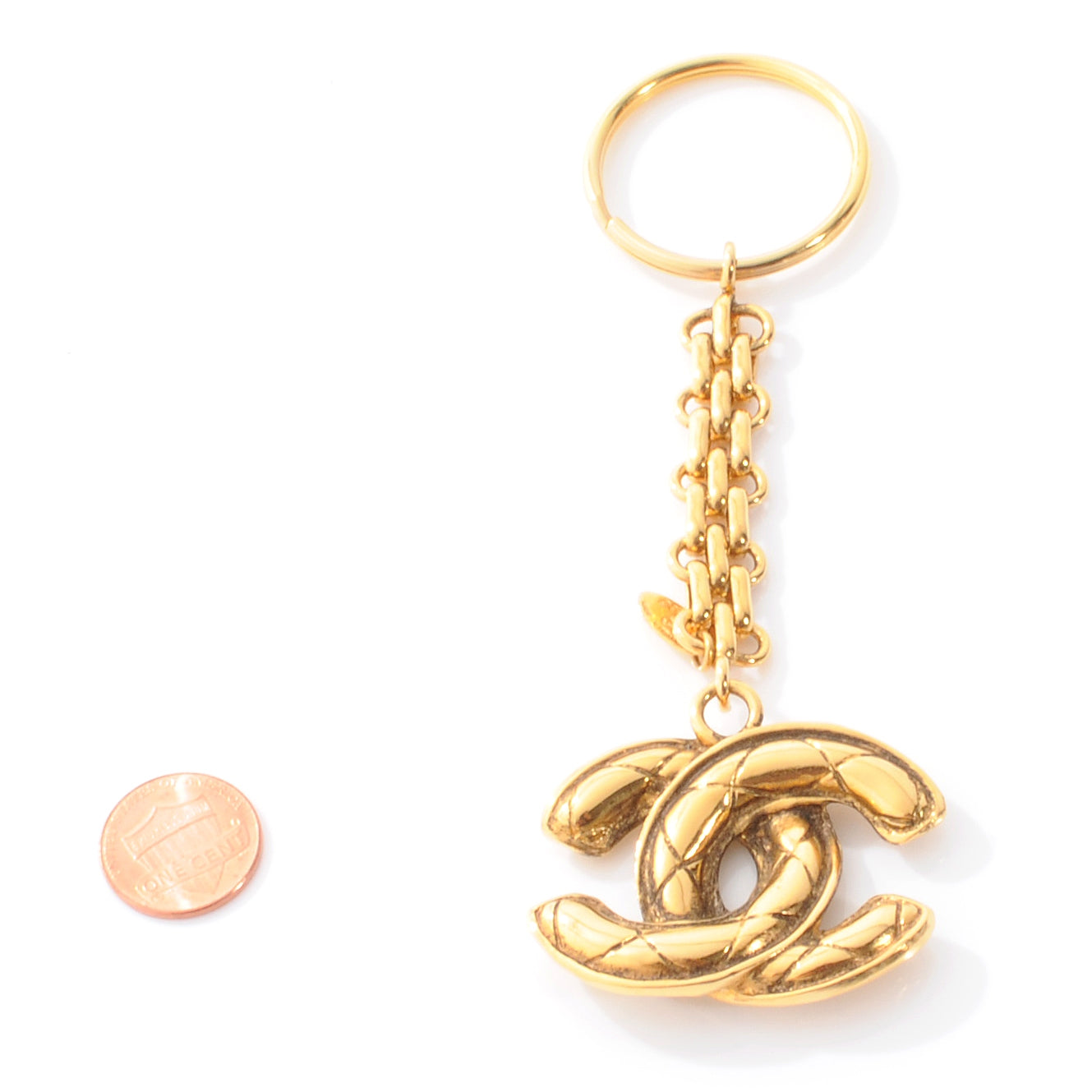 Chanel Quilted CC Key Chain Gold 2 of 4