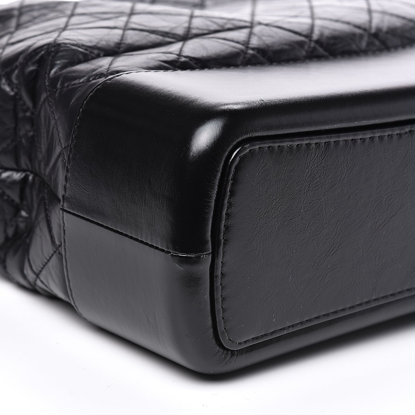 Aged Calfskin Quilted Maxi Gabrielle Hobo Black