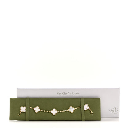 Van Cleef & Arpels 18K Yellow Gold Mother of Pearl 5 Motifs Vintage Alhambra Bracelet 6 of 6