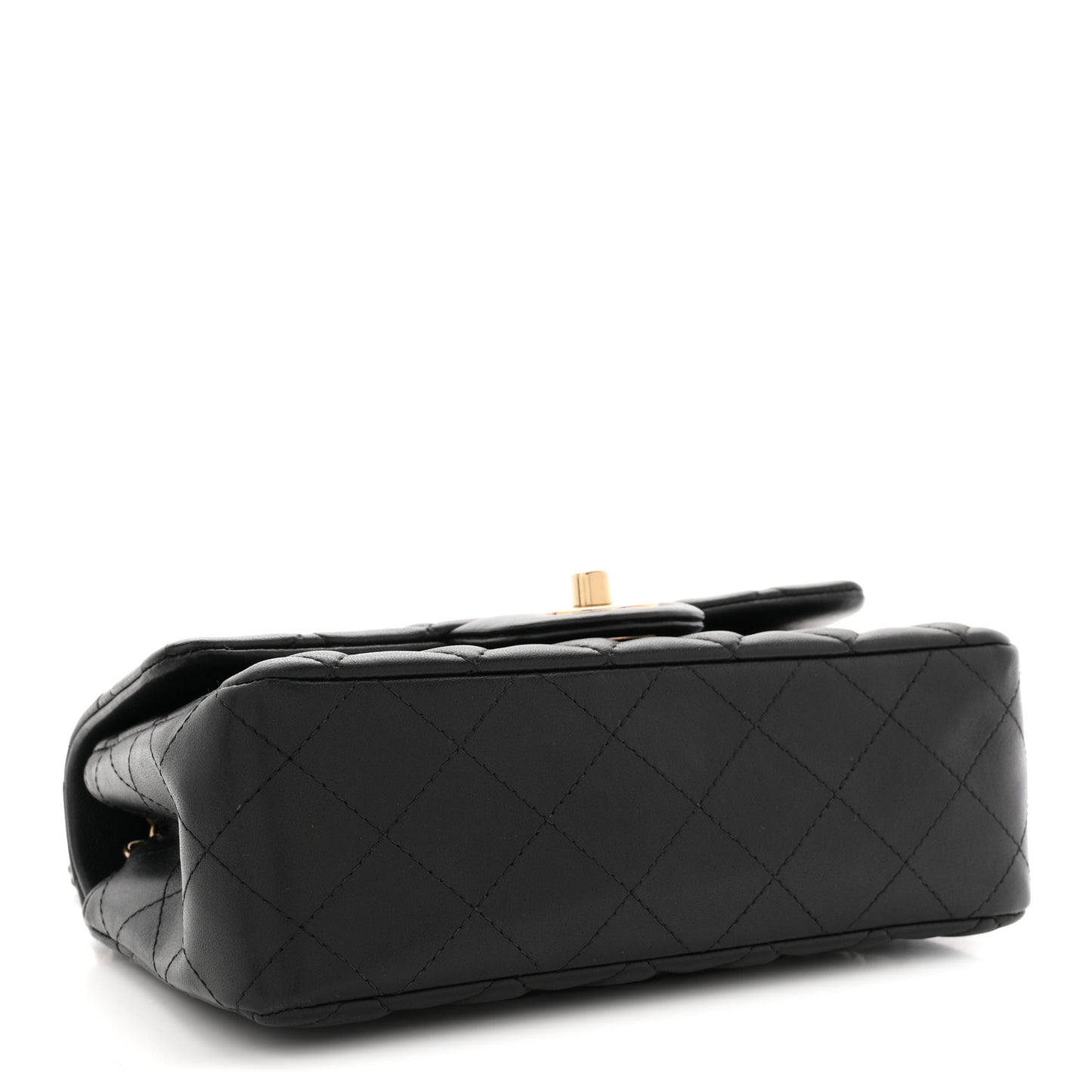 Lambskin Quilted Mini Rectangular Flap Black