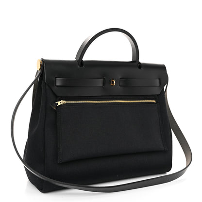 Hermes Military Toile Vache Hunter Herbag Zip PM 31 Black 4 of 13