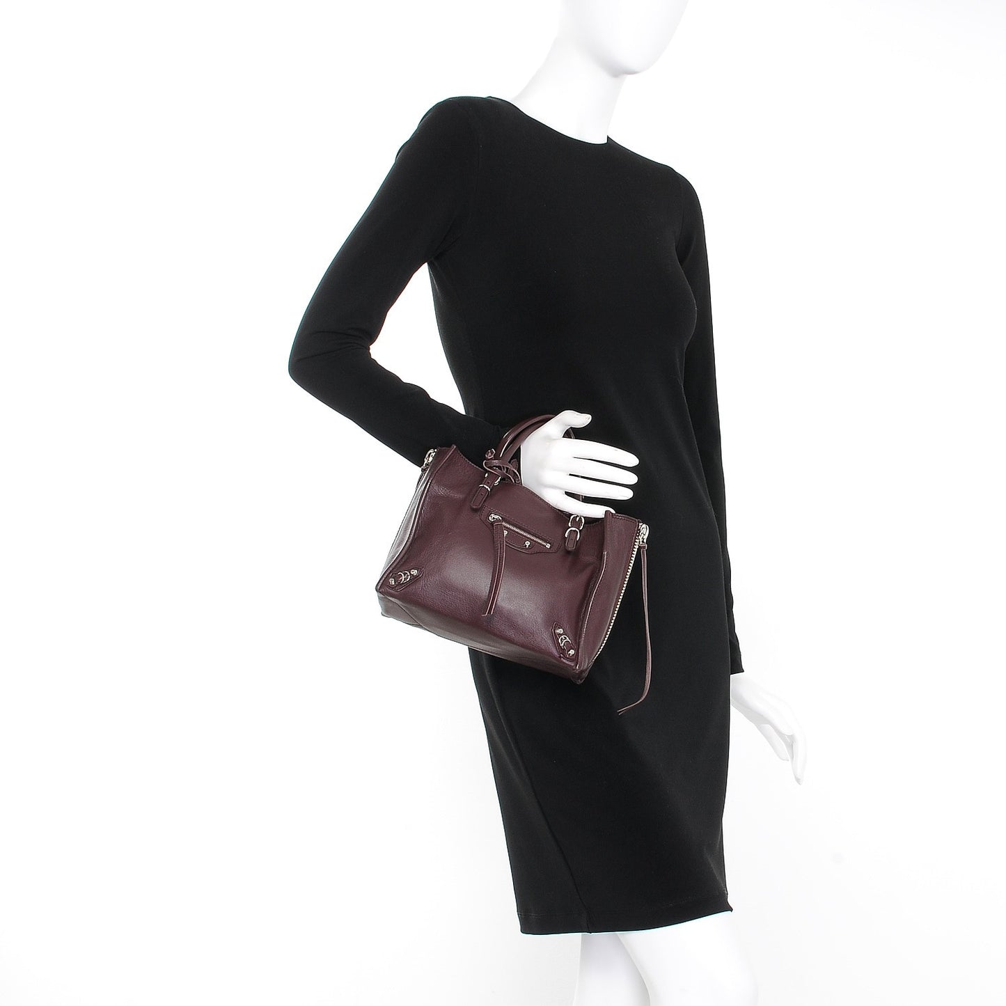 Calfskin Papier Mini A4 Zip Around Tote Rouge Aubergine