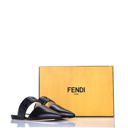 Fendi Nappa FF Embossed Flat Mules 36.5 Black 8 of 8
