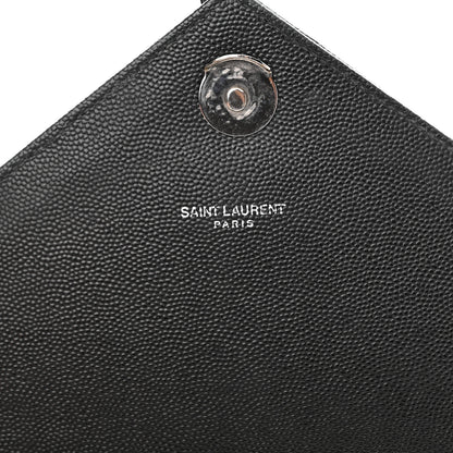 Saint Laurent Grain De Poudre Textured Mixed Matelasse Large Triquilt Monogram Monochrome Satchel Black 14 of 21