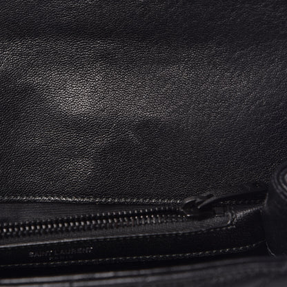 Saint Laurent Sheepskin Matelasse Chevron Monogram Medium College Bag Black 10 of 13