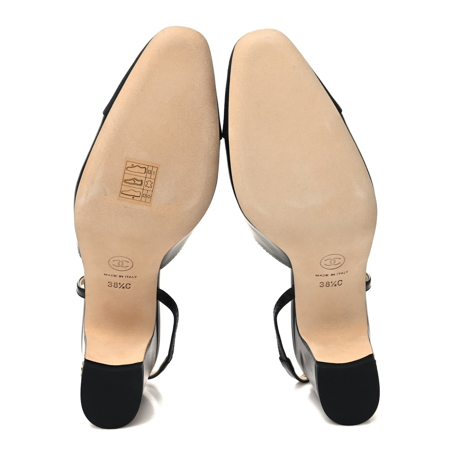 Goatskin Grosgrain Cap Toe CC Slingback Sandals 38.5 Black