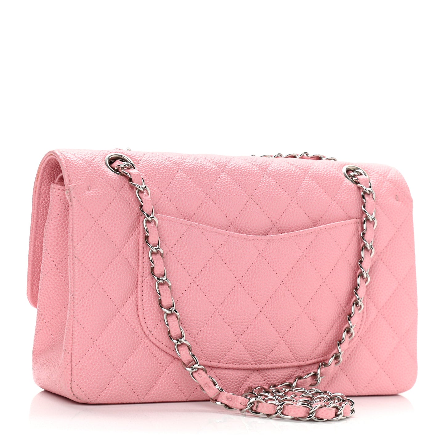 Caviar Quilted Medium Double Flap Light Pink