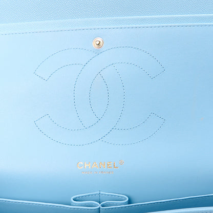 Chanel Caviar Quilted Jumbo Double Flap Light Blue 6 of 12