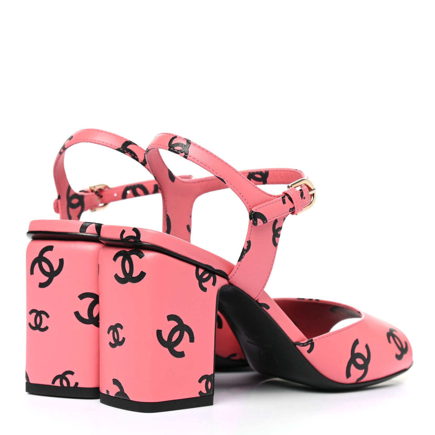 Printed Lambskin Coco Beach Sandals 37.5 Pink Black