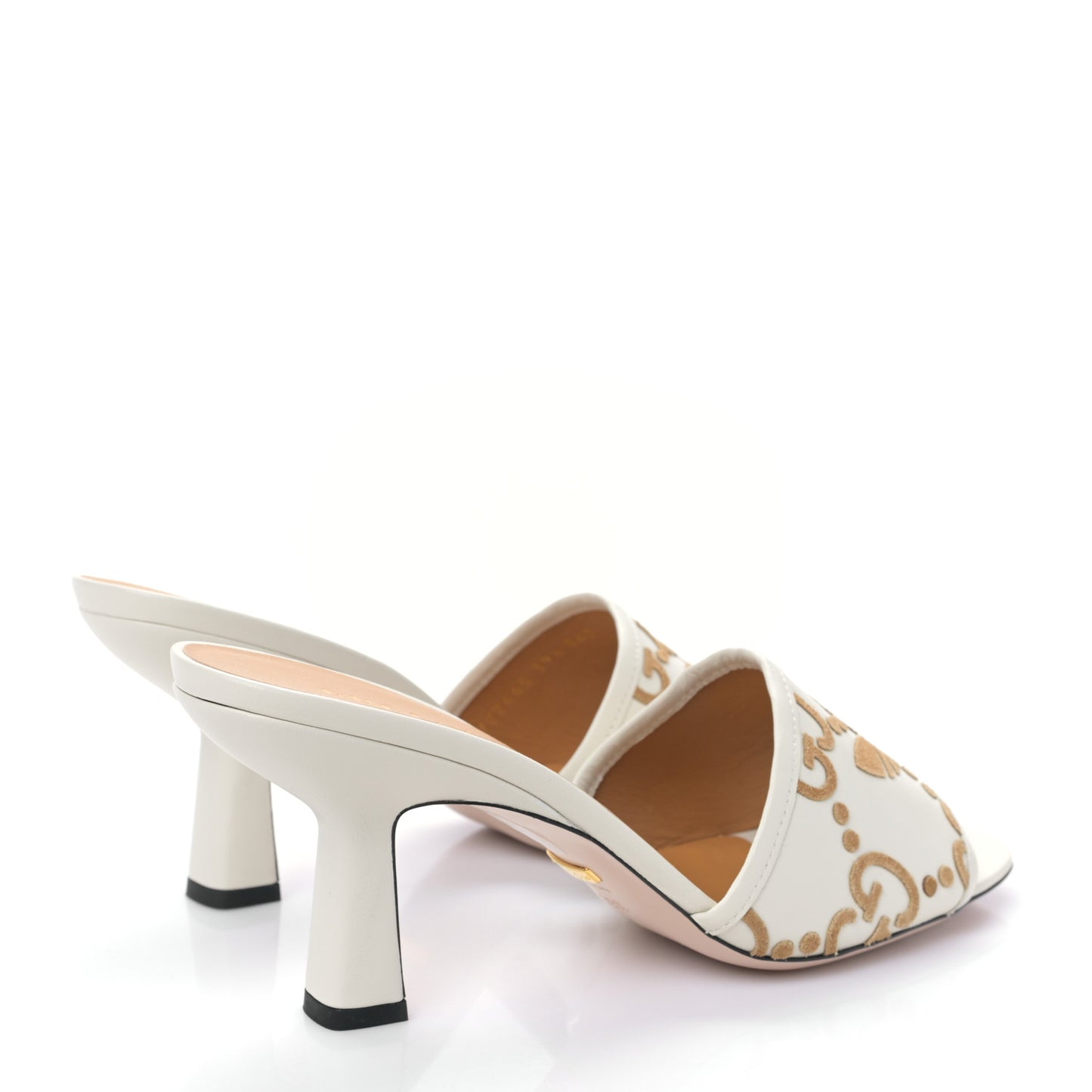X ADIDAS Nappa Suede Monogram Jumbo GG Trefoil 75mm Slide Sandals 39.5 New Mystic White Sand