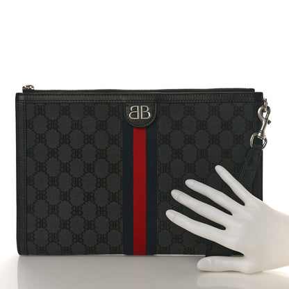 Gucci X BALENCIAGA BB Supreme Monogram Web Ophidia Laptop Pouch Black 2 of 8