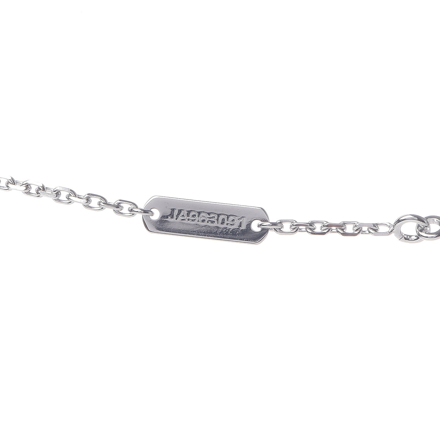 18K White Gold Chalcedony Vintage Alhambra Pendant Necklace