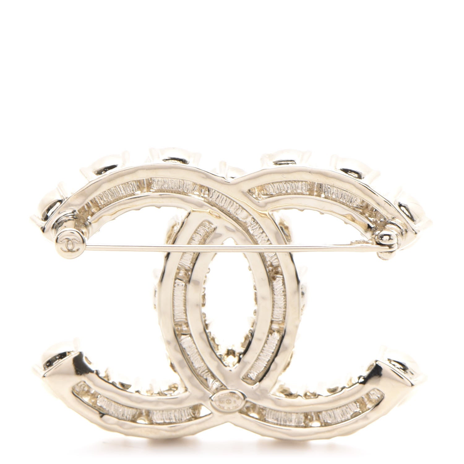 Chanel Crystal Pearl CC Dazzling Domino Brooch Gold 3 of 4