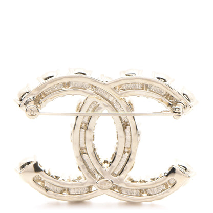 Chanel Crystal Pearl CC Dazzling Domino Brooch Gold 3 of 4
