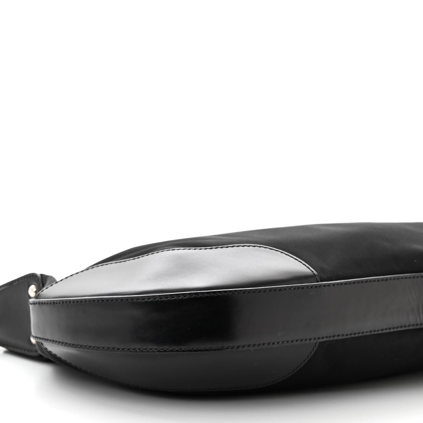 Tessuto Nylon Calfskin Chain Shoulder Bag Black