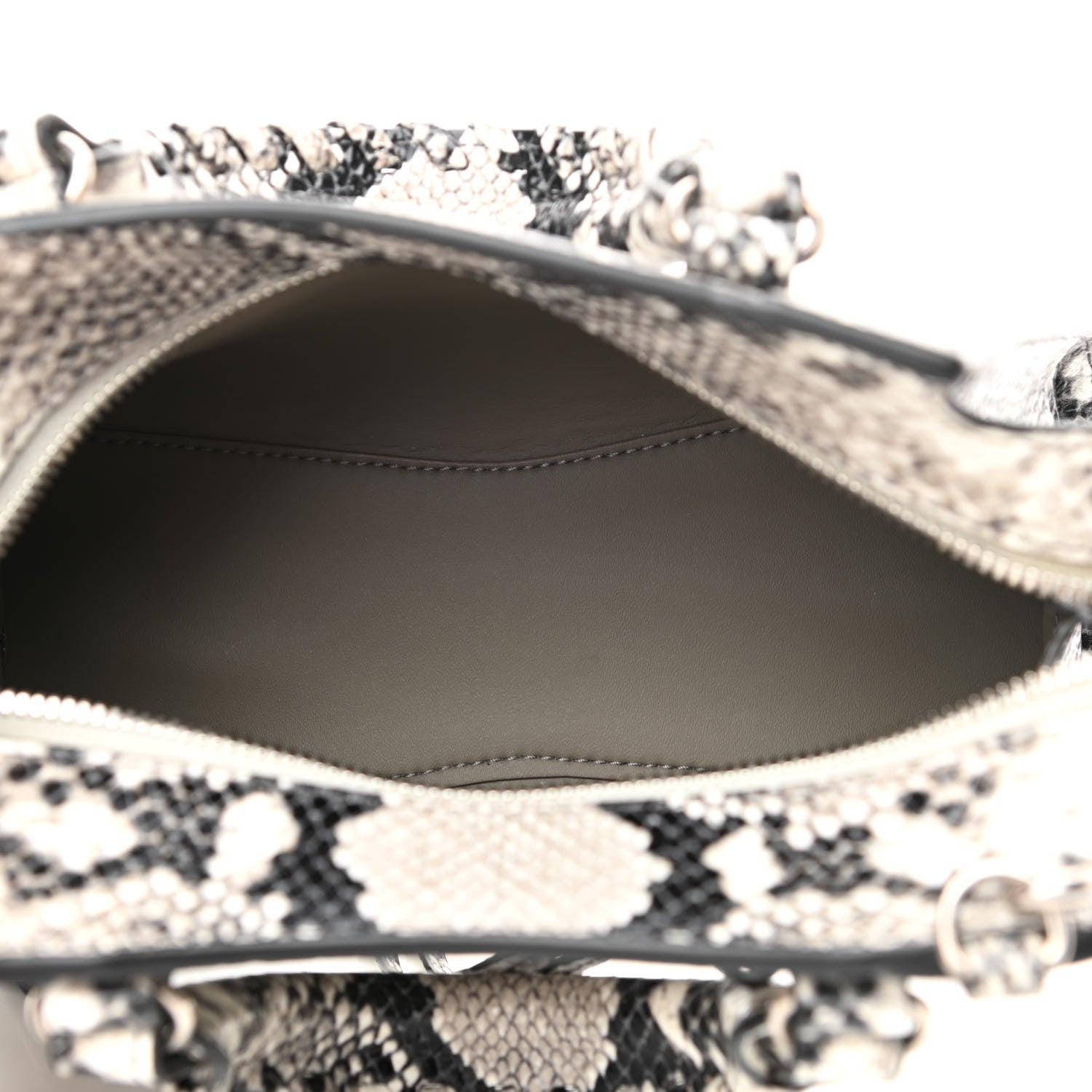 Balenciaga Grained Calfskin Snake Effect Neo Classic Silver Hardware Mini City Black White 5 of 9