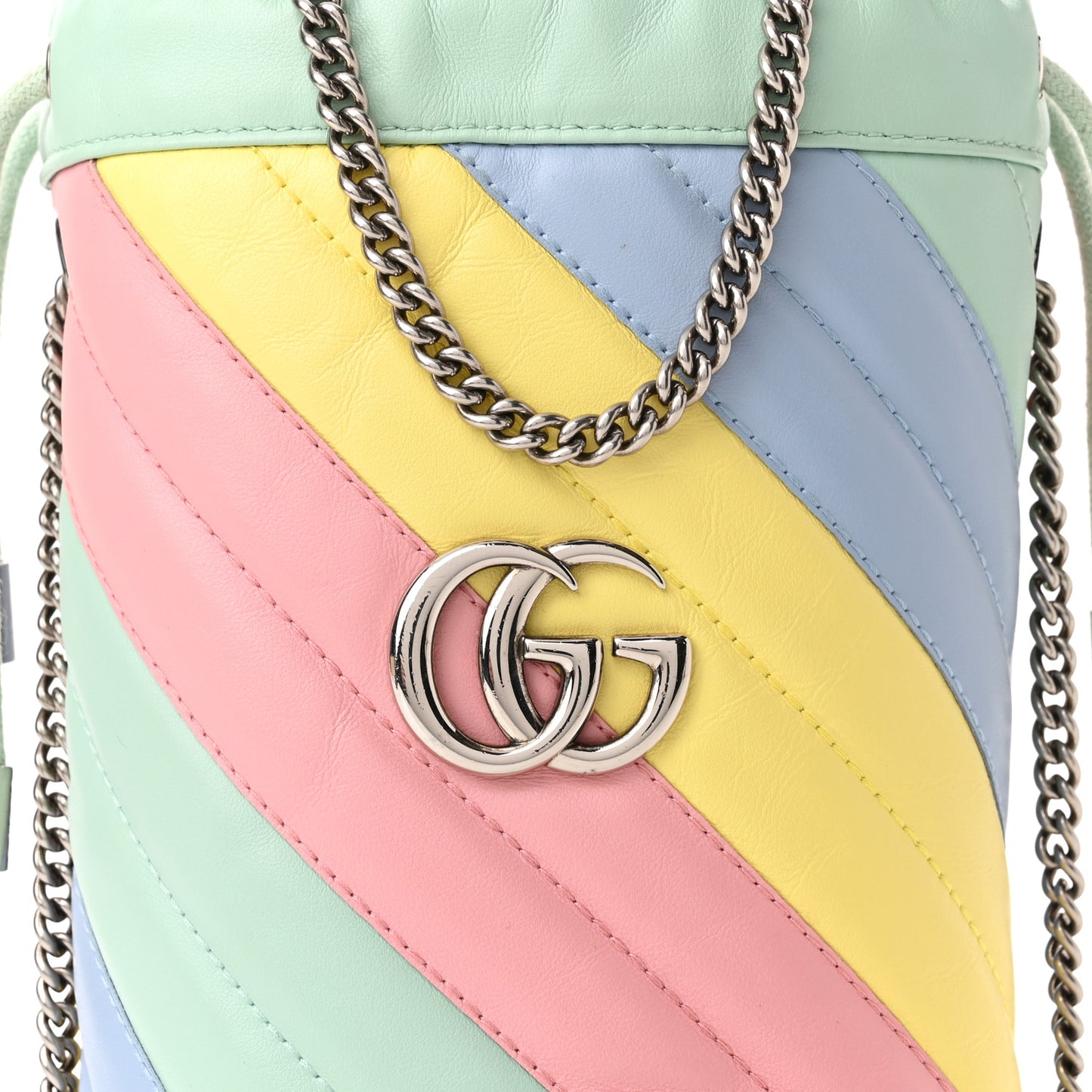 Calfskin Matelasse Diagonal Mini GG Marmont 2.0 Bucket Bag Pastel Multicolor