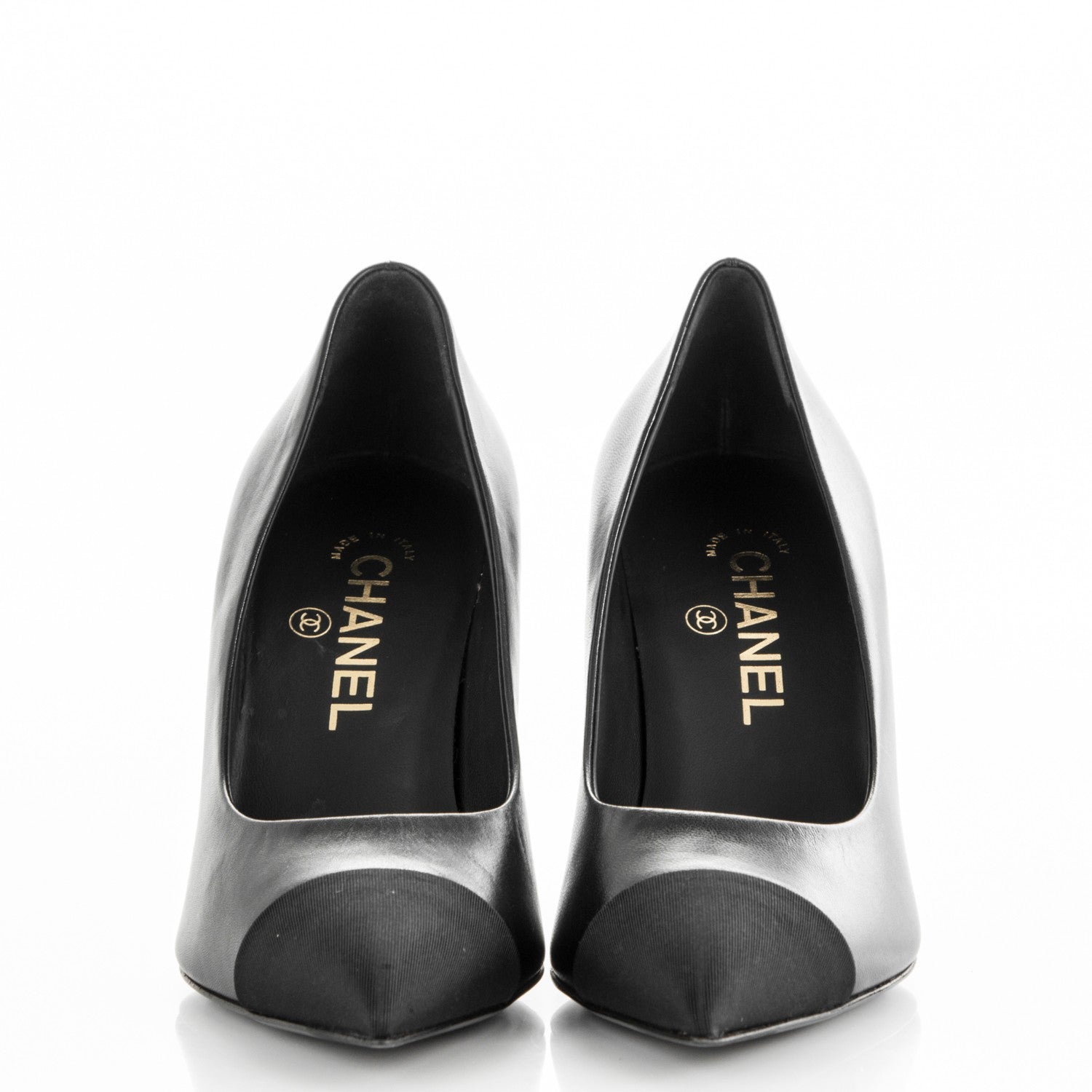 Chanel Goatskin Grosgrain Cap Toe Pearl Pumps 37 Black 2 of 8