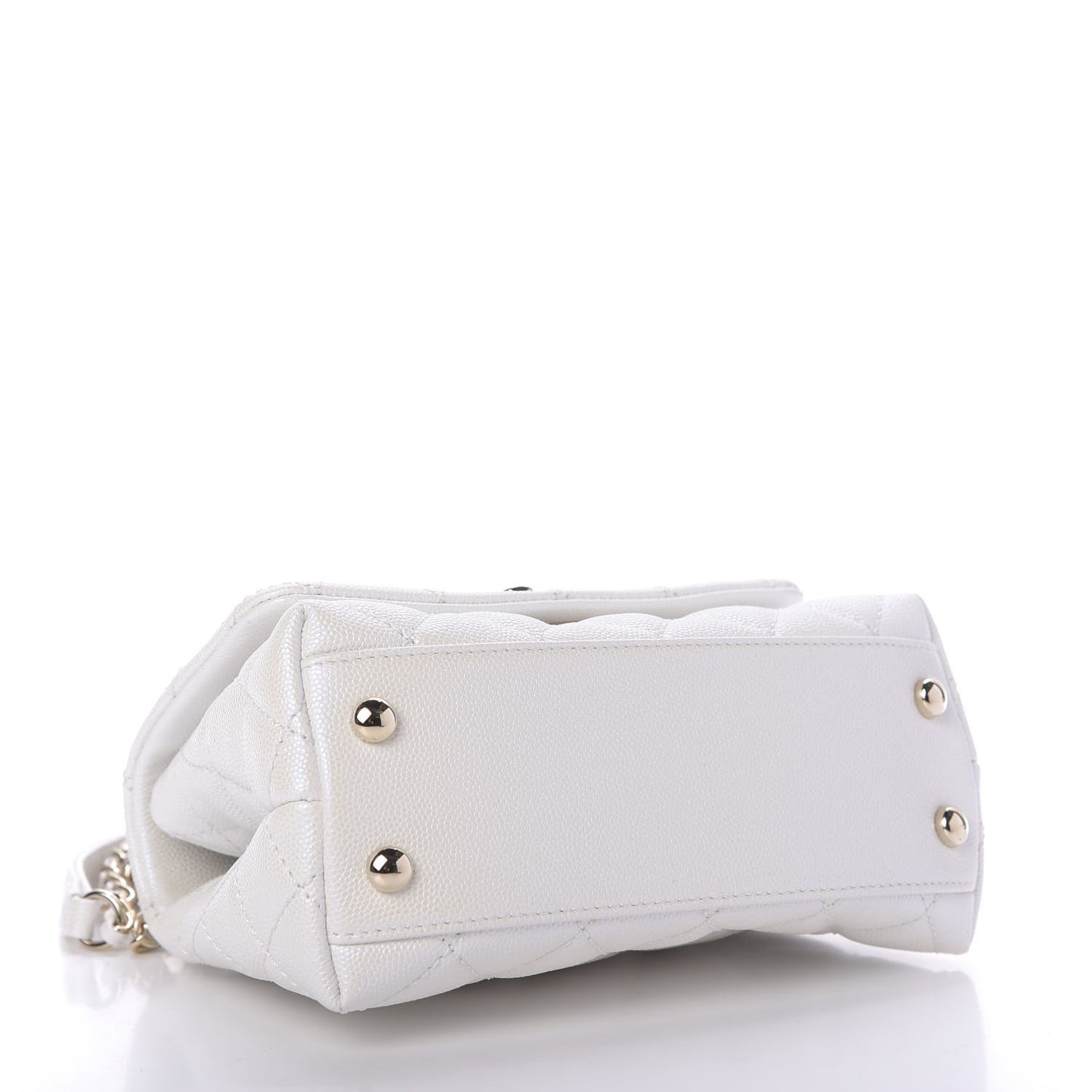 Iridescent Caviar Quilted Extra Mini Coco Handle Flap Ivory