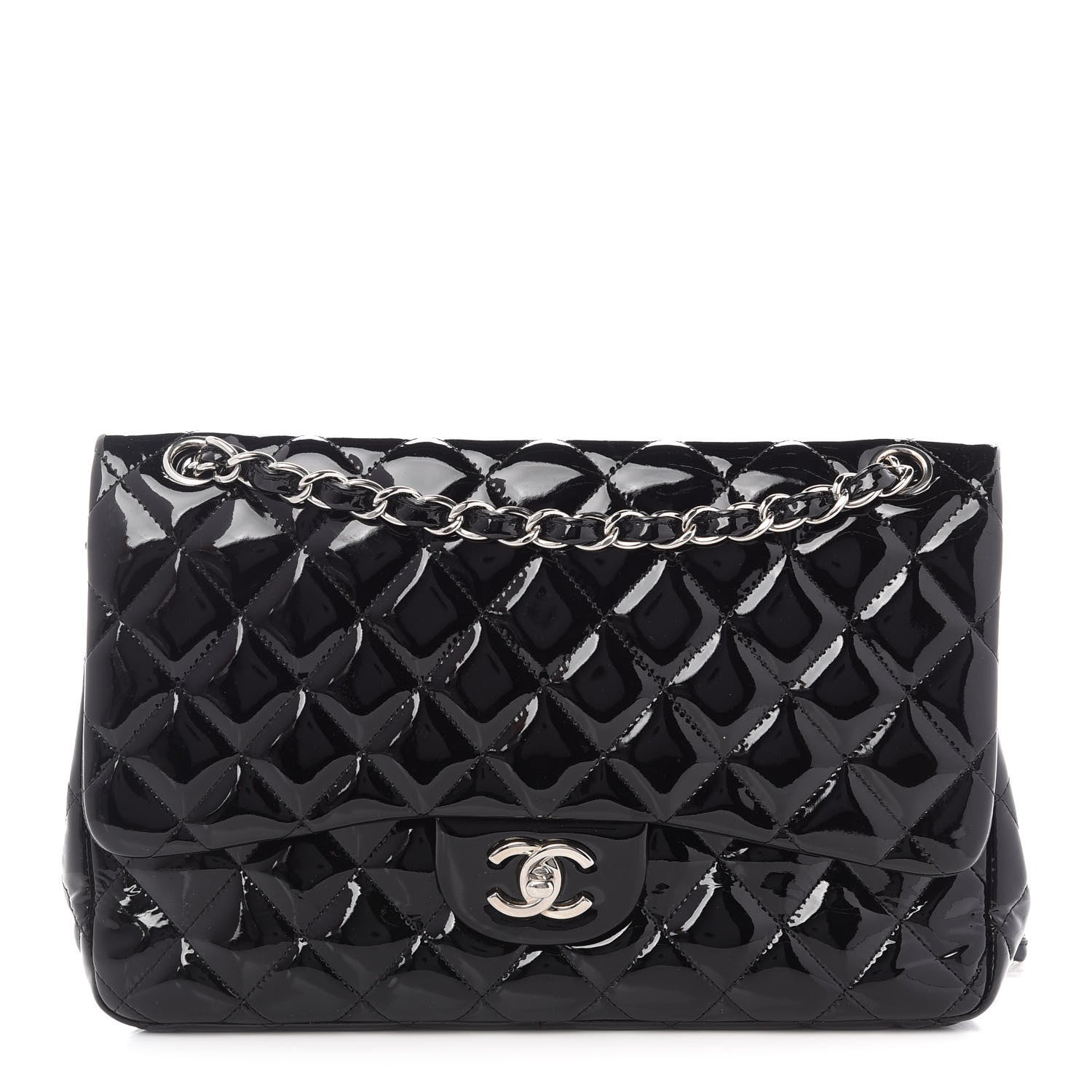 Chanel Patent Quilted Jumbo Double Flap Black 1 of 8