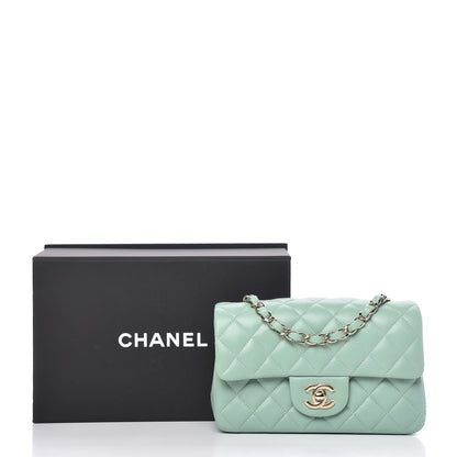 Chanel Lambskin Quilted Mini Rectangular Flap Light Green 11 of 11