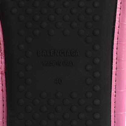 Balenciaga Calfskin Logo Crocodile Embossed Slides 40 Fuxia 8 of 10