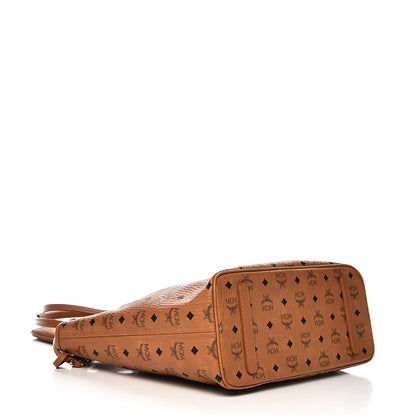 MCM Visetos Medium Rooster Anya Top Zip Shopper Tote Cognac 5 of 11