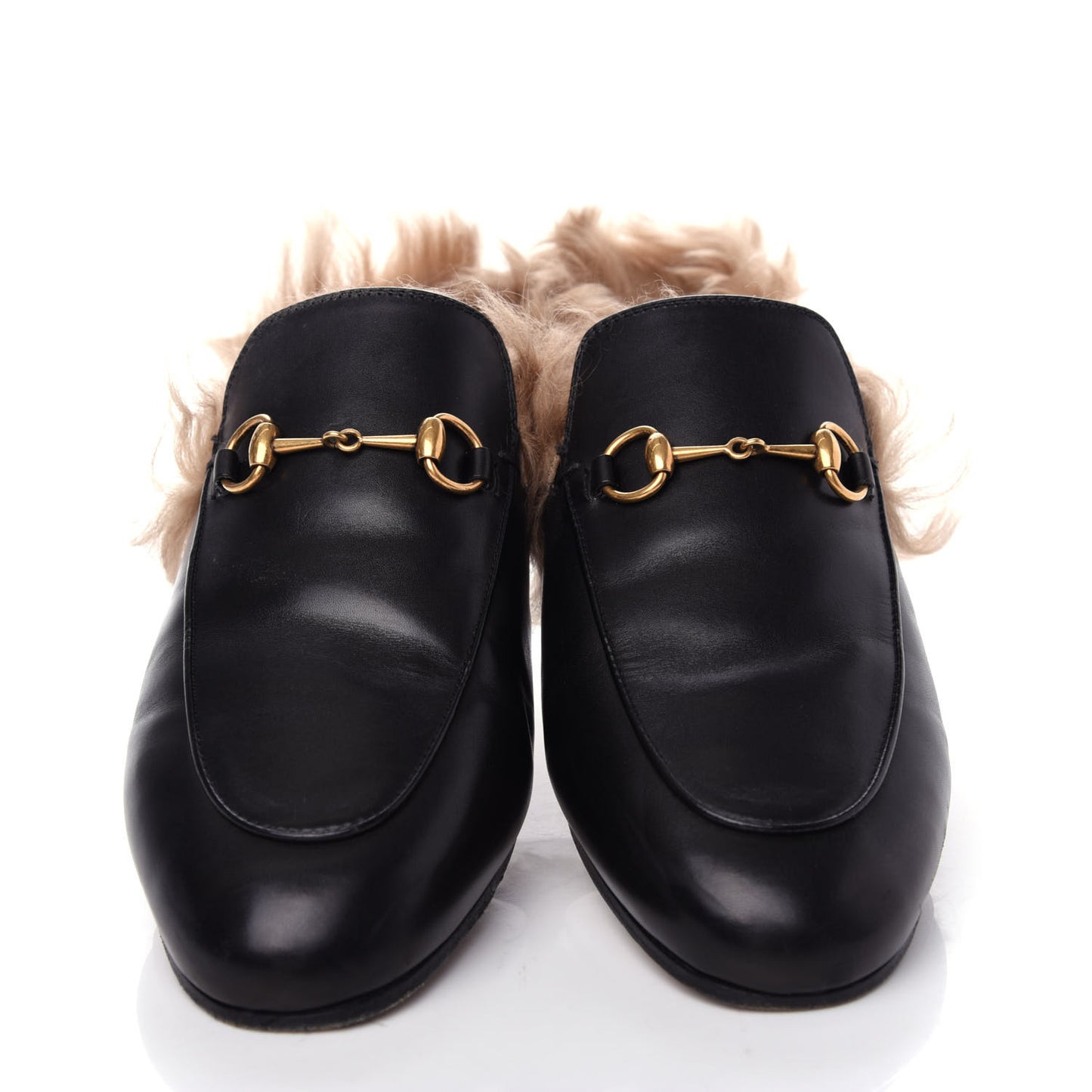 Calfskin Fur Womens Princetown Slippers 40 Black