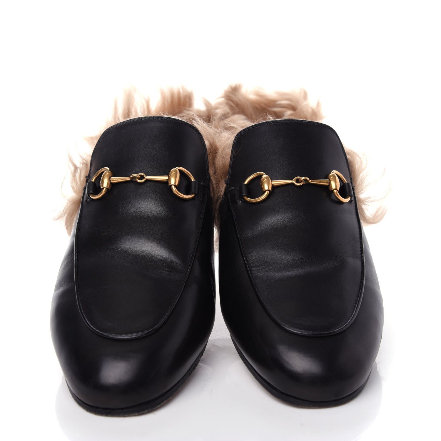 Gucci Calfskin Fur Womens Princetown Slippers 40 Black 5 of 10