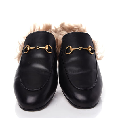Gucci Calfskin Fur Womens Princetown Slippers 40 Black 5 of 10